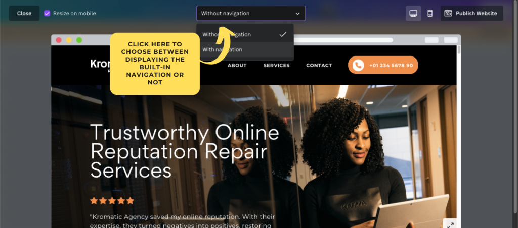 How To Create Your Canva Website Navigation Menu?