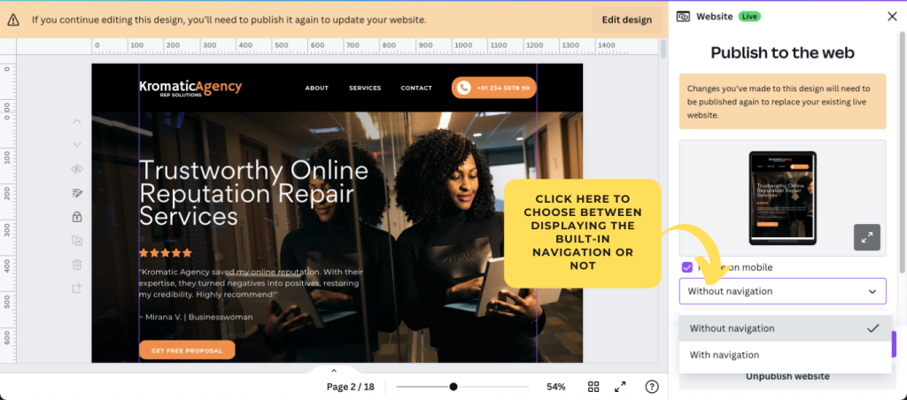 How To Create Your Canva Website Navigation Menu?