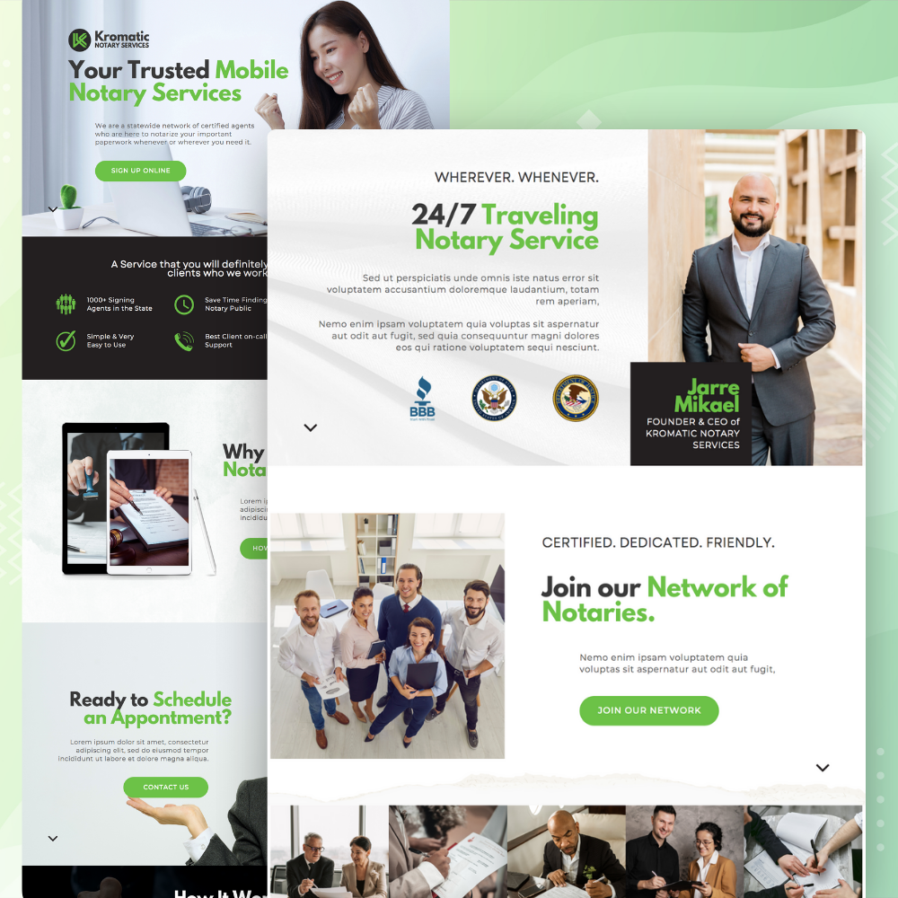 Traveling Notary Canva Website Landing Page Template