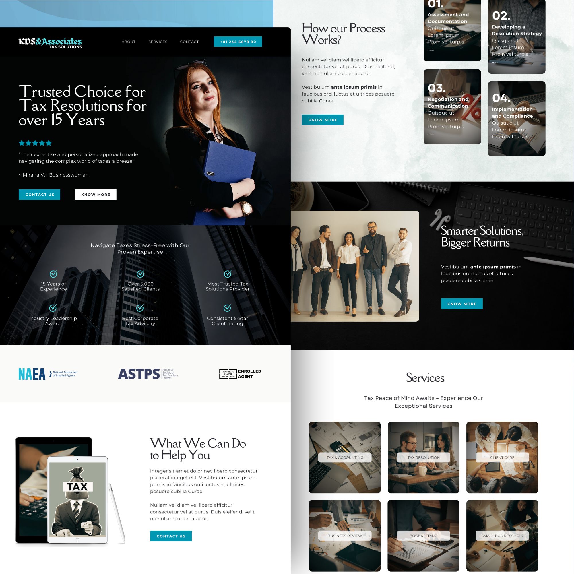 tax solutions canva website template