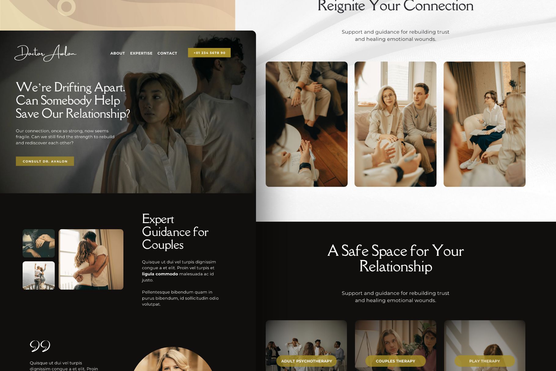marriage or couples therapist canva website template, MFT website, therapist landing page, marriage counselor website, counseling and therapy website